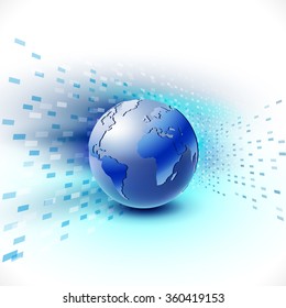 futuristic world network communication and technology concept on motion background, vector illustration