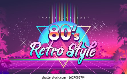 futuristic world of virtual reality, fictional landscape with space dimension portal in the 80s style, Retro fashion Sci-Fi Background vector illustration