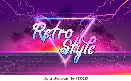 futuristic world of virtual reality, fictional landscape with space dimension portal in the 80s style, Retro fashion Sci-Fi Background vector illustration