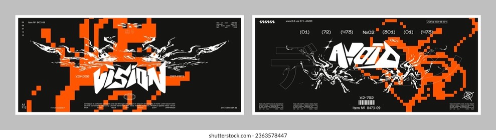 Futuristische y2k Technologie Rahmen für Design. HUD-Rahmen im Ski-Fi-Stil, GUI, FUI.Moderne Elemente der Cyber-Benutzeroberfläche. Systembenachrichtigungen	