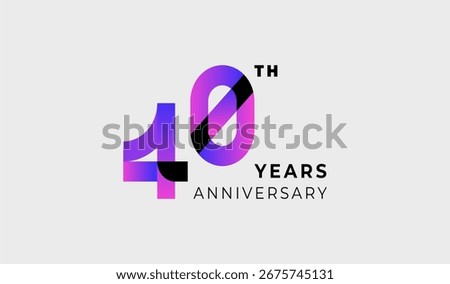 Futuristic Year Anniversary Gradient Purple Colour 40th, 40th Happy Anniversary with Simplicity, Geometric and Modern.