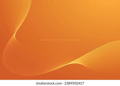 líneas vectoriales de curva de brillo amarillo futurista sobre fondo naranja