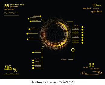 Futuristic yellow infographics as head-up display