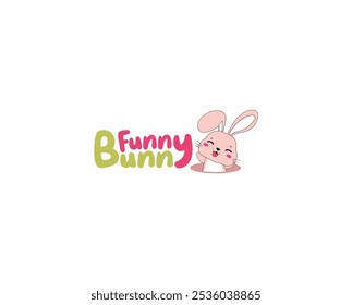 Fuuny Bunny logo template design. Vector illustration.