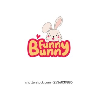 Fuuny Bunny logo template design. Vector illustration.