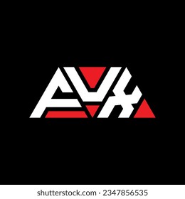 FUX triangle letter logo design with triangle shape. FUX triangle logo design monogram. FUX triangle vector logo template with red color. FUX triangular logo Simple, Elegant, and Luxurious design.