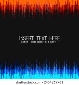 Fuzzy Abstract Fire Lines in Blue and Red color Frame Template with Black Background