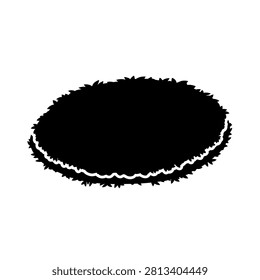 Fuzzy black oval object with white edge