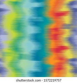 Fuzzy blurry wavy ombre ikat seamless repeat vector pattern swatch. Colorful tile for background or surface design. Generative Art made with code.