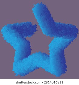 Fuzzy brown pipe cleaner or caterpillar shape isolated on a purple background. vector design.