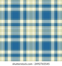 Fuzzy check tartan sin costura, fondo de Vector textil de color. Tejido textura de patrón de tela a cuadros en colores cian y beige paleta.