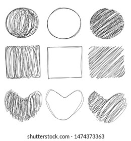 fuzzy doodle line art frame collection eps10 vectors illustration