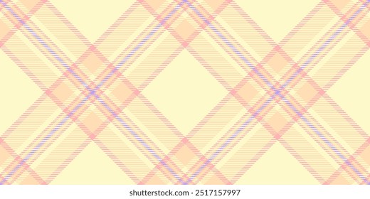 Fuzzy fabric textile pattern, editable vector check background. Styling texture plaid tartan seamless in lemon chiffon and peach puff colors.