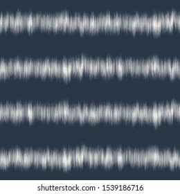 Fuzzy ikat stripes in dark blue and white.  Shibori tie-die stripes.  Seamless repeat vector pattern swatch made with code.  Generative Art.