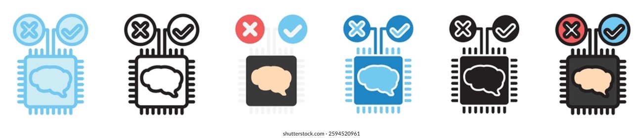 Fuzzy Logic multi style icon set. use for modern concept, print, UI, UX kit, web and app development. Vector EPS 10, related to artificial intelligence, technology theme.