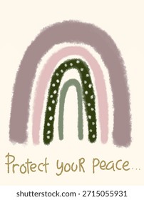 Fuzzy Rainbow with 'Protect Your Peace' Text