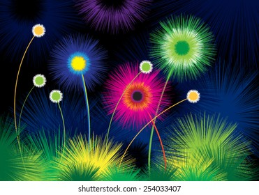 Fuzzy Soft Magic Dandelion Flowers Background