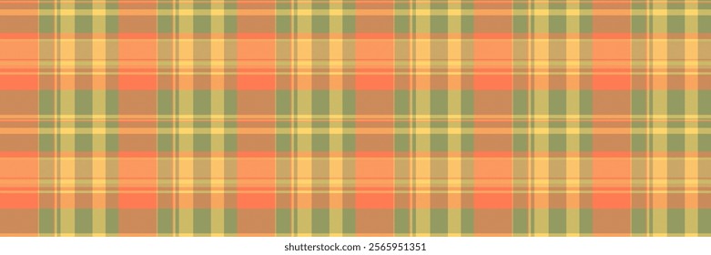 Fuzzy tartan vector texture, usa fabric textile pattern. Intricate check seamless plaid background in lime and coral colors.