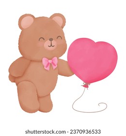 Fuzzy Valentine Teddy bear, for decoration invitation and greetings