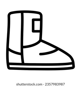 Fuzzy winter boot line icon, Winter clothes concept, winter shoes sign on white background, ugg boot icon in outline style for mobile concept and web design. Vector graphics