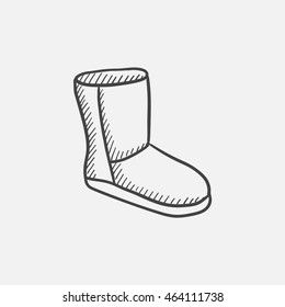 Fuzzy Winter Boot Sketch Icon Set für Web, Mobile und Infografiken. Handgezeichnete Vektorsymbol einzeln.