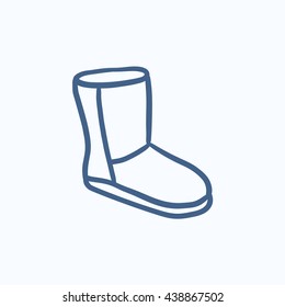 Fuzzy winter boot vector sketch icon isolated on background. Hand drawn Fuzzy winter boot icon. Fuzzy winter boot sketch icon for infographic, website or app.