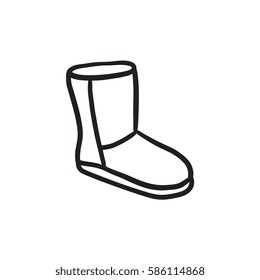 Fuzzy winter boot vector sketch icon isolated on background. Hand drawn Fuzzy winter boot icon. Fuzzy winter boot sketch icon for infographic, website or app.