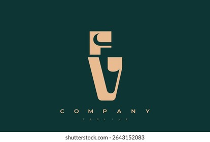 FV Abstract Geometric Logo Design. Modern and elegant logo design with simplistic typography elements, showcasing branding excellence.
