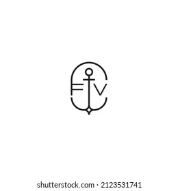 FV creative letter logo design in anchor concept with high quality professional design that will print well across any print media