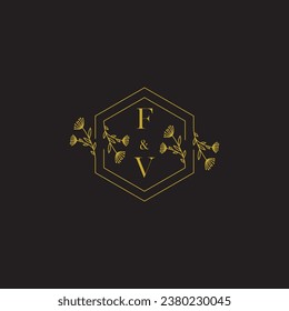 FV elegant wedding initial logo in high quality professional design that will print well across any print media