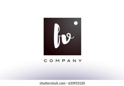 FV F V black white handwritten handwriting alphabet company letter logo square design template dot dots creative abstract