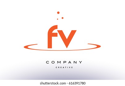 FV F V creative orange swoosh dots alphabet company letter logo design vector icon template