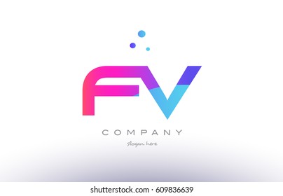 fv f v  creative pink purple blue modern dots creative alphabet gradient company letter logo design vector icon template