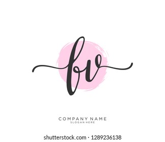 FV F V Initial handwriting logo template