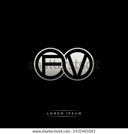 FV F V initial letter linked circle capital monogram logo modern template silver color edition