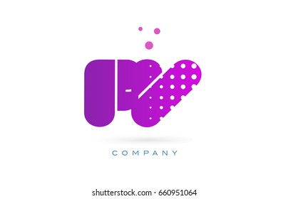 fv f v pink dots dotted letter logo alphabet creative company vector icon design template