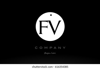FV F V simple black white circle background alphabet company logo design vector icon template