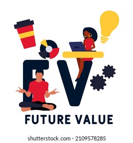 FV - Future Value acronym. business concept background. vector illustration concept with keywords and icons. lettering illustration with icons for web banner, flyer, landing pag