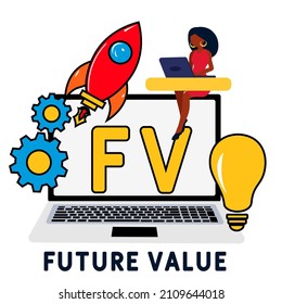 FV - Future Value acronym. business concept background. vector illustration concept with keywords and icons. lettering illustration with icons for web banner, flyer, landing pag