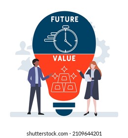 FV - Future Value acronym. business concept background. vector illustration concept with keywords and icons. lettering illustration with icons for web banner, flyer, landing pag