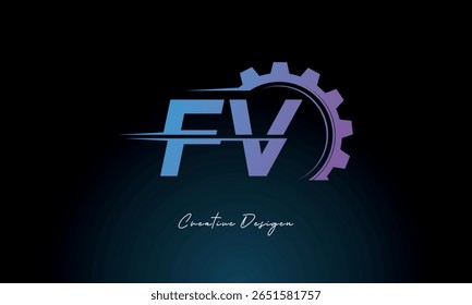 FV Gear Fusion Logo – Industrial Tech-Inspired Letter mark Futuristic Industrial Letter Mark Design for Technology and Engineering Brands.