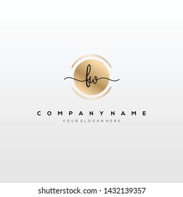 FV handwriting initial logo template vector.