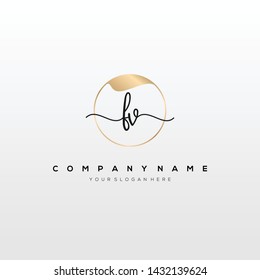 FV handwriting initial logo template vector.