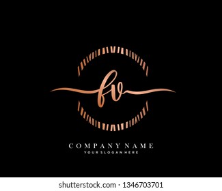 FV handwriting initial  logo vector