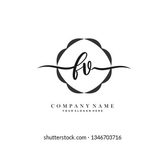 FV handwriting initial  logo vector