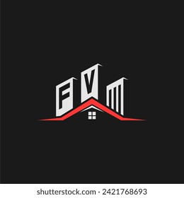 Vector de diseño del logotipo de la casa de la construcción inicial de FV