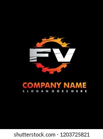 FV Initial with gear template vector