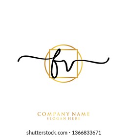 FV Initial handwriting logo template