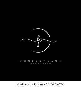 FV initial handwriting logo template vector
