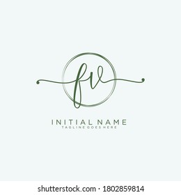 FV Initial handwriting logo vector